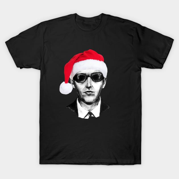 DB Cooper Black and White Police Sketch Christmas Design T-Shirt by Museflash